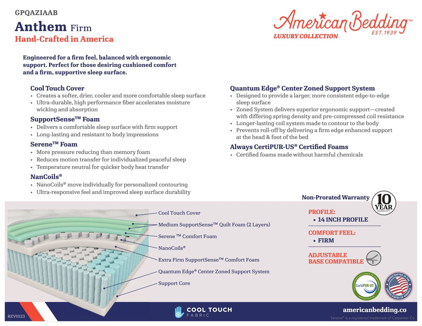 Luxury - Anthem Firm Hybrid Mattress