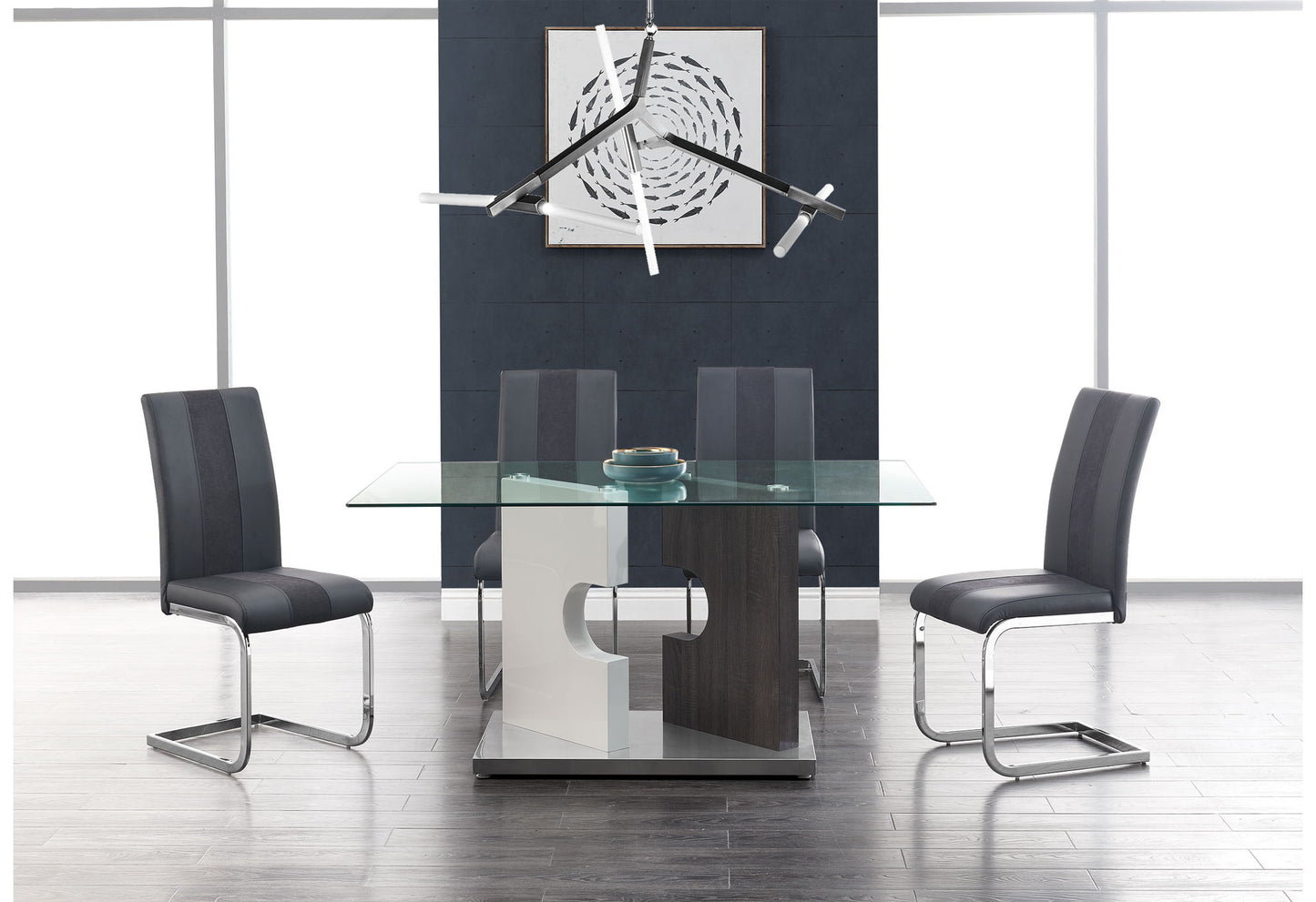 5 Piece Dining Room Set (D219 Dining Table And 4 D915 Dining Chairs) - Gray