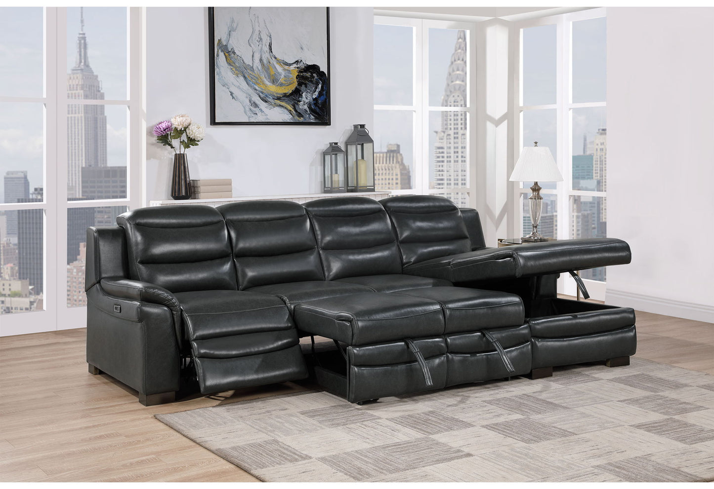 U8518 - Sofa Bed With USB - Blanche Charcoal