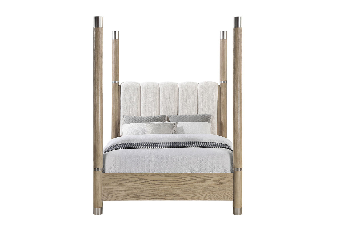 Santo - Queen Poster Bed - Light Brown