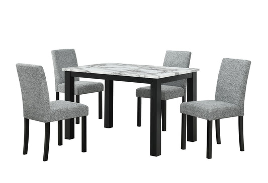 D8032 - 5 Piece Dining Room Set (Dining Table And Dining Chair) - Black / White