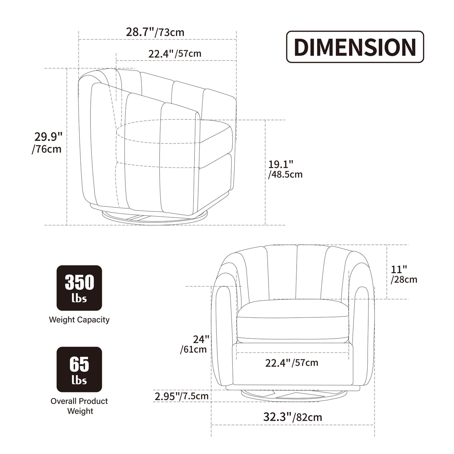 360° Swivel Upholstered Barrel Chair