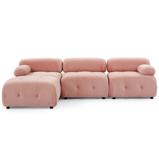 Modular Sectional Sofa, Button Tufted Design With Diy L-Shaped Layout, Reversible Ottoman
