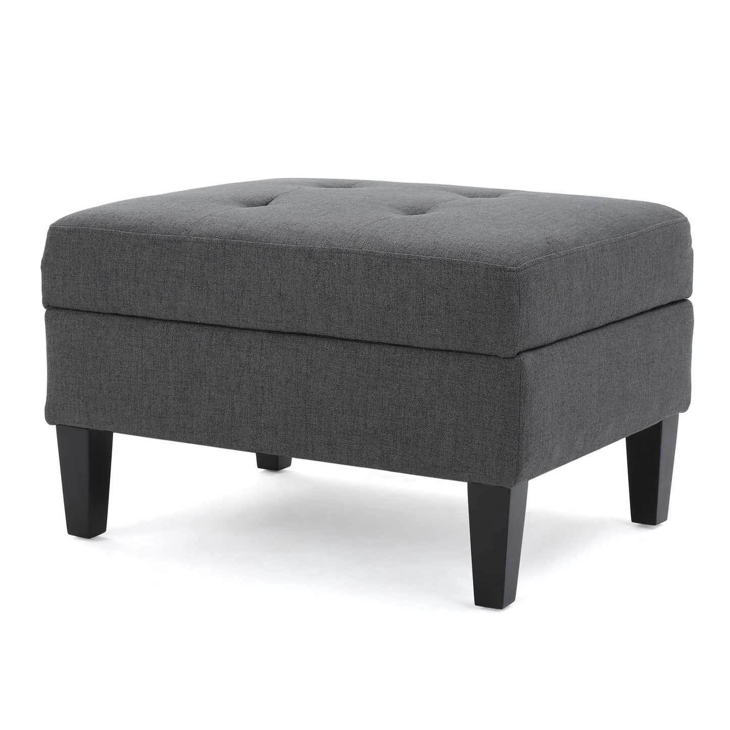 Ottoman With Birch Wood Legs And Cushioned Top For Comfort