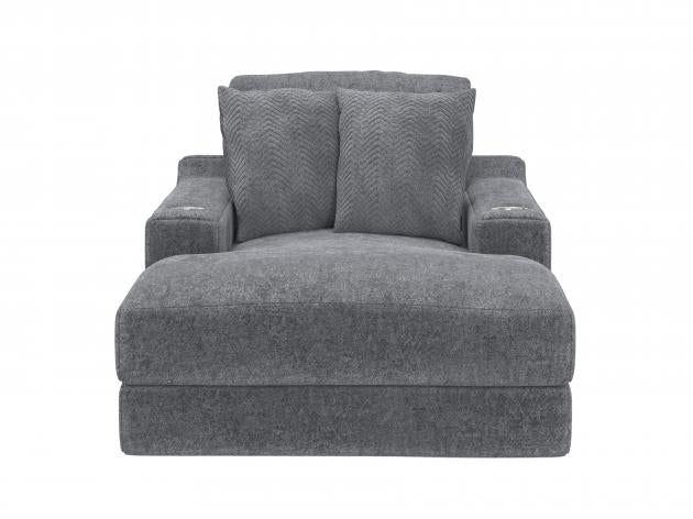 Jackson Cozy Sectional Chaise w/USB in Gunmetal