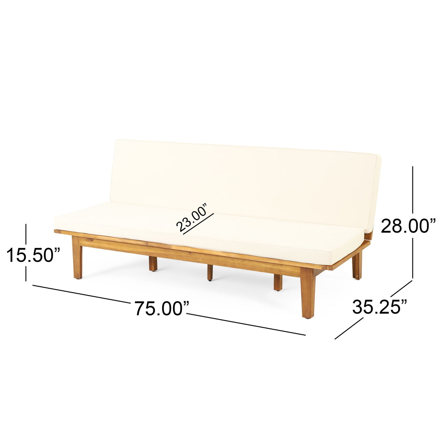 Outdoor Elegance Daybed With Convertible Design Cushion Frame - Beige
