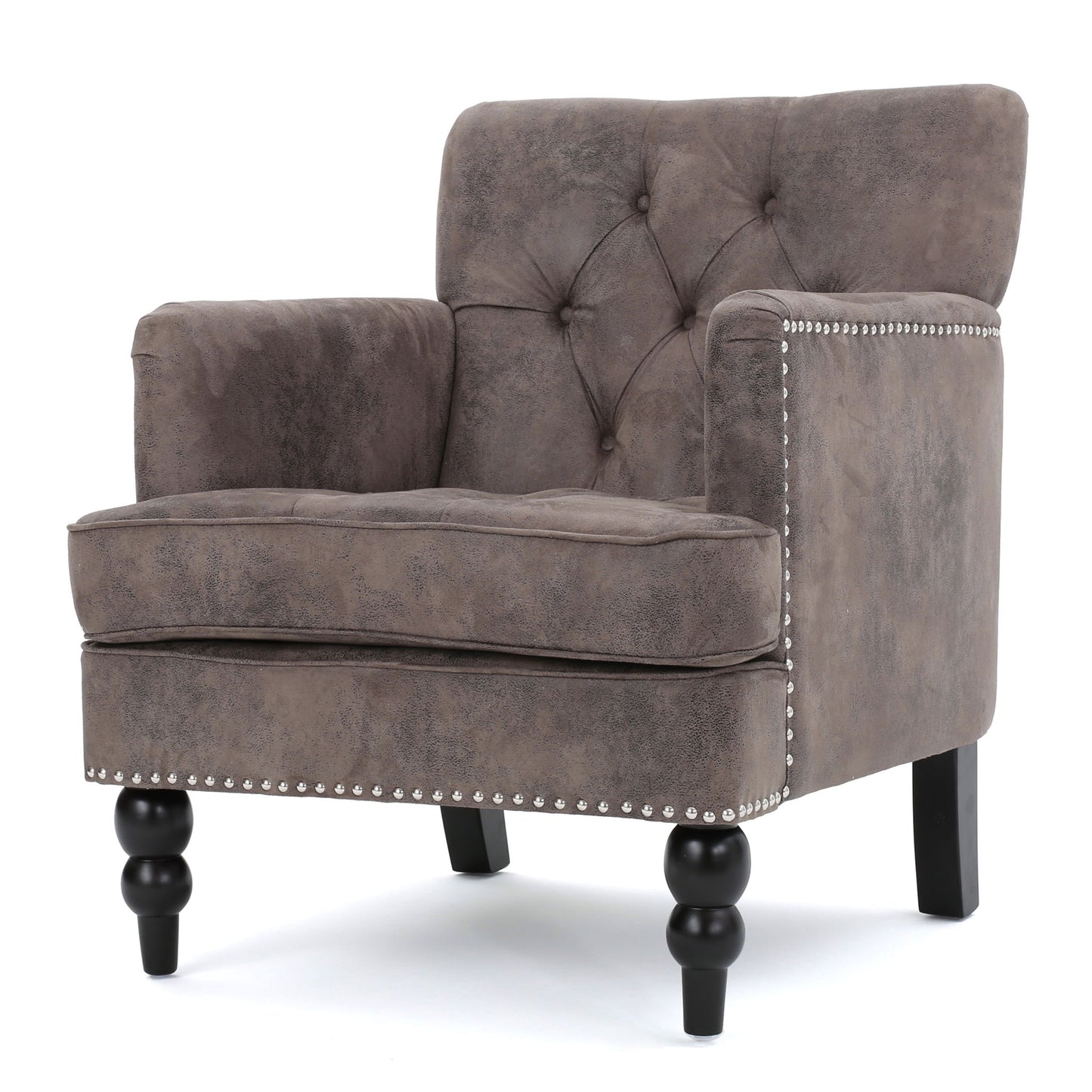 Vitality - Club Chair With Button Tufted Diamond Stitching And Turned Legs