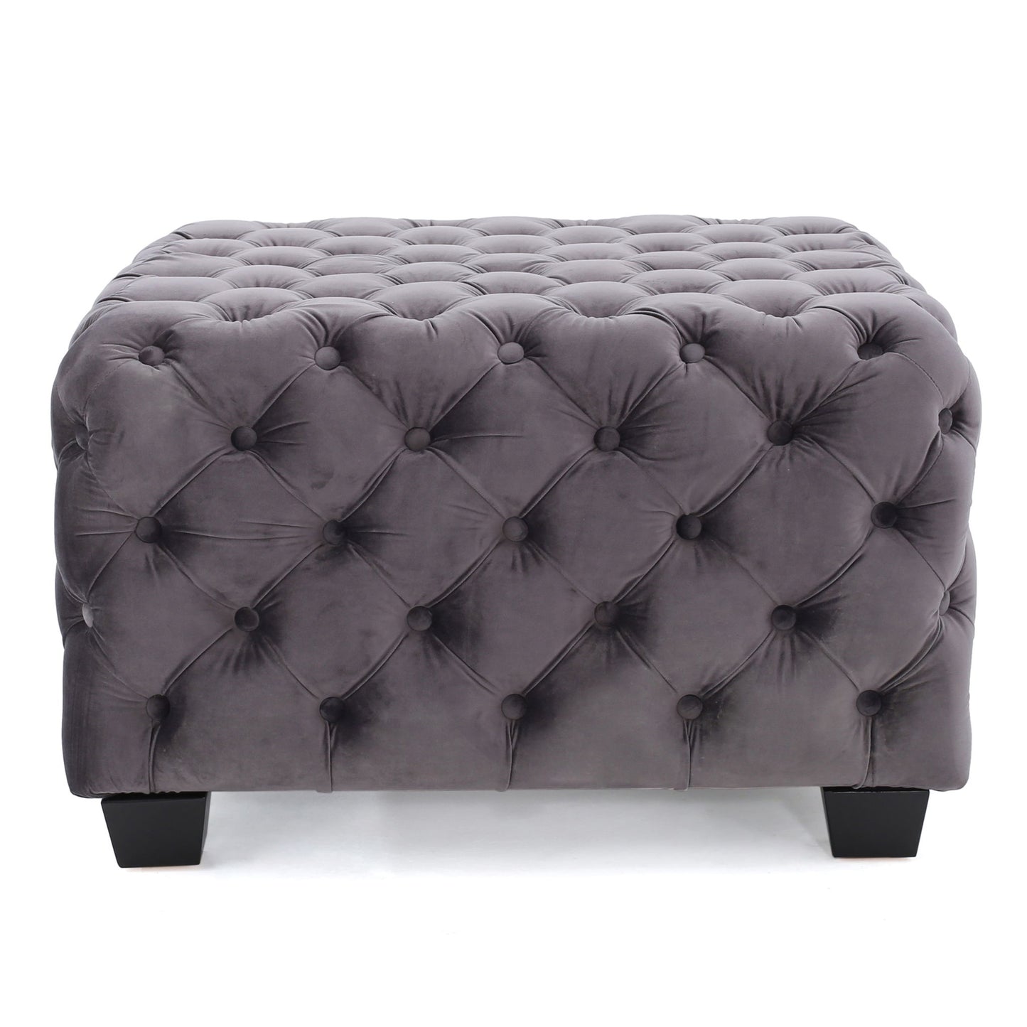 Modern Glam Ottoman With Velvet Upholstery And Button Tufted Design