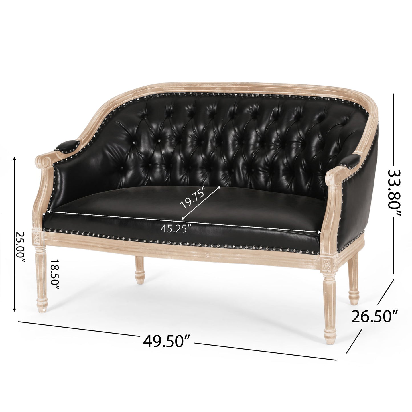 French Country Chesterfield Style Tufted Loveseat