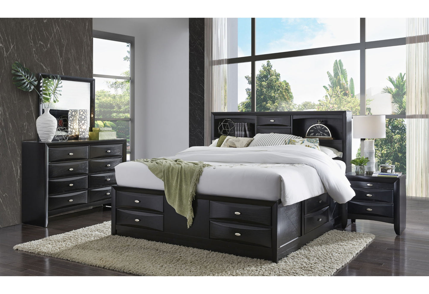 Linda - 5 Piece Full Bedroom Set - Black