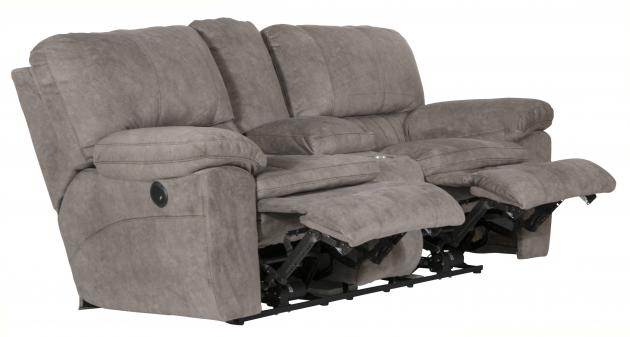 Catnapper Reyes Power Lay Flat Reclining Console Loveseat w/Storage & Cupholders in Graphite