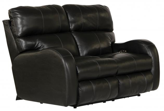 Catnapper Angelo Power Headrest Power Lay Flat Reclining Loveseat in Black