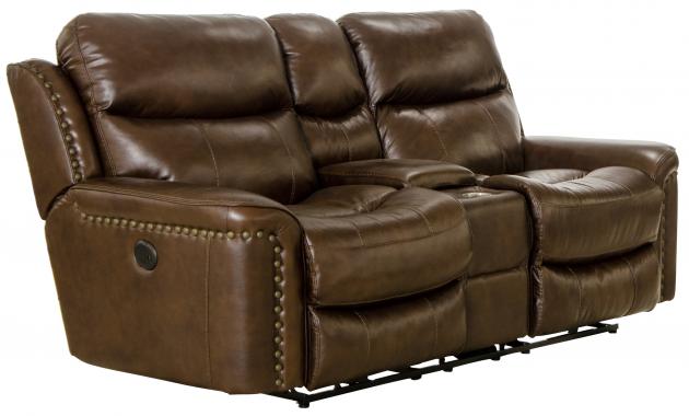 Catnapper Ceretti Power Reclining Console Loveseat w/Storage & Cupholders in Brown
