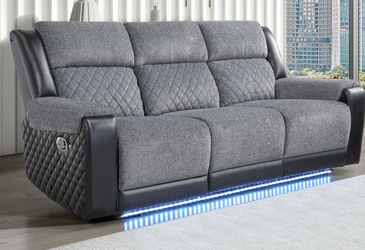U5914 - 3 Piece Living Room Set (Reclining Sofa / Console Reclining Loveseat / Recliner) - Gray / Black