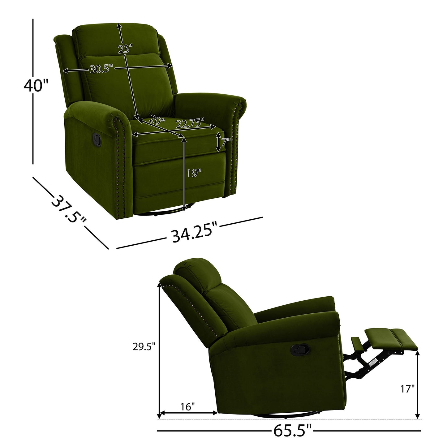 360 Degrees Swivel Recliner Manual Rocking Recliner Home With Adjustable Backrest