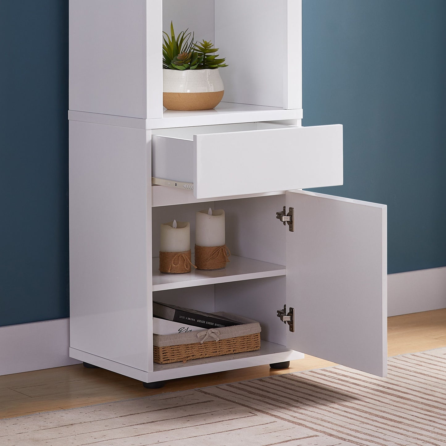 Modern Wine Showcasing Cabinet With Two Glass Shelves And Storage Cabinet