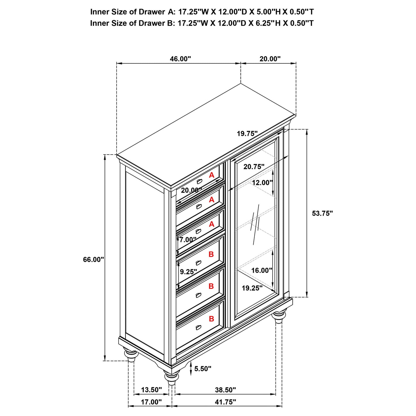 Berwick - 6 Drawer Chest With Door - Dark Oak