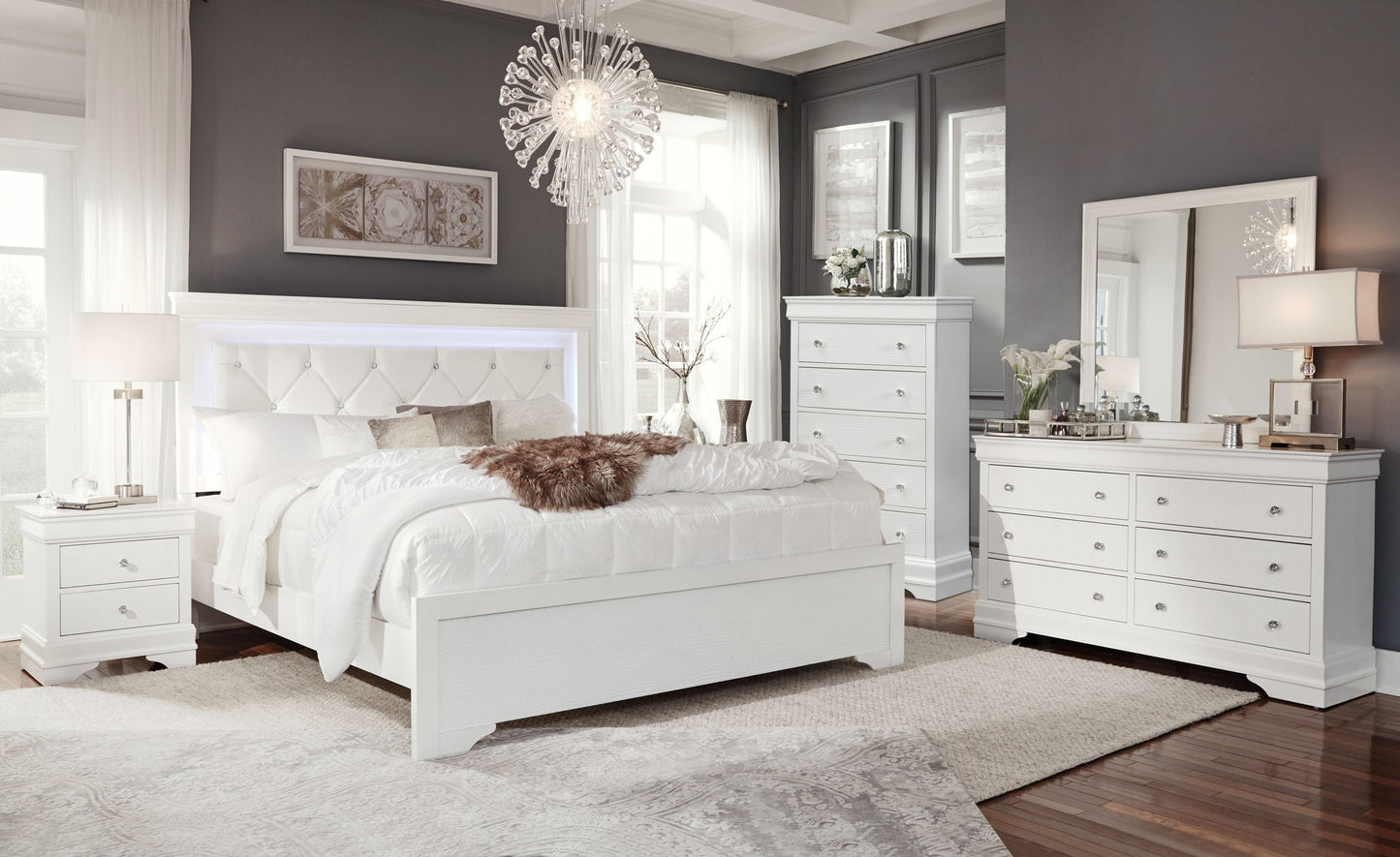 Pompei - Full Bed / Twin Bed Side Rails - Metallic White