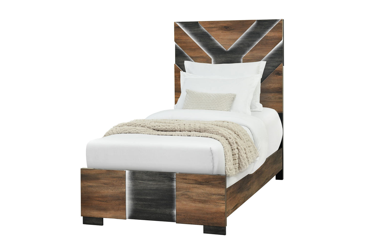 Optimus - Full Bed Headboard / Footboard With LED - Black / Brown