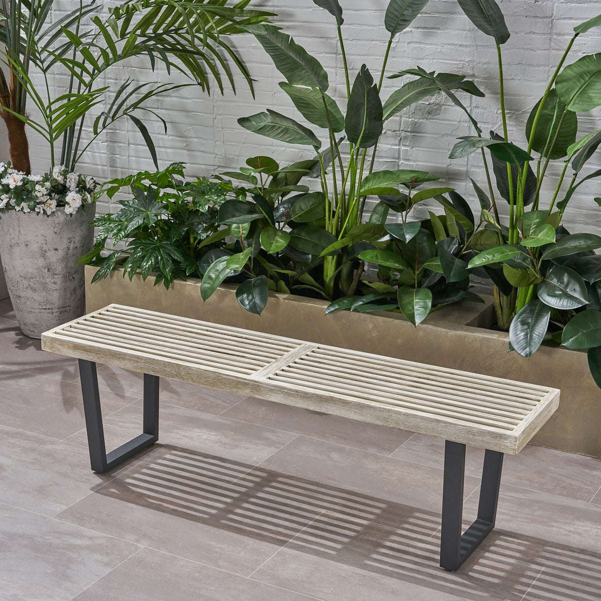 Intrinsic - Outdoor Dining Bench With Slat Top