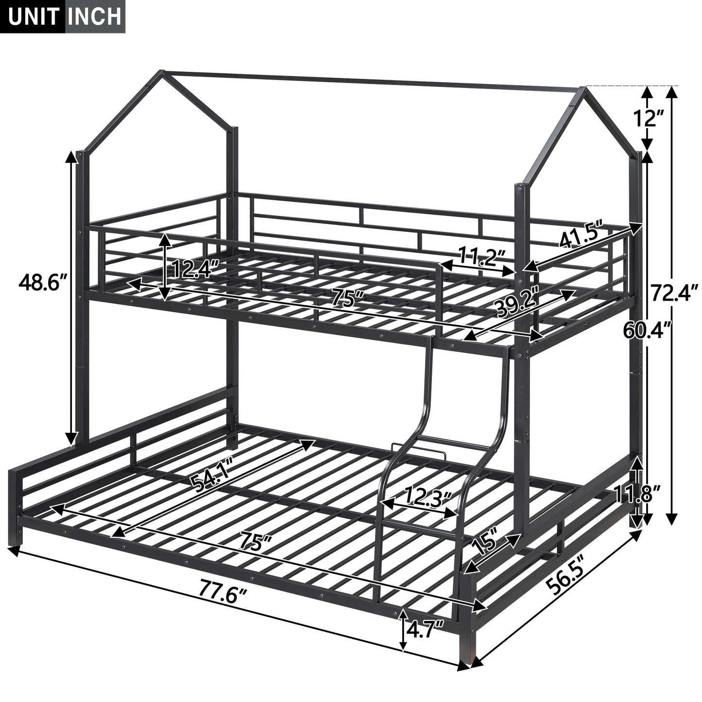 Sturdy Frame House Bunk Bed