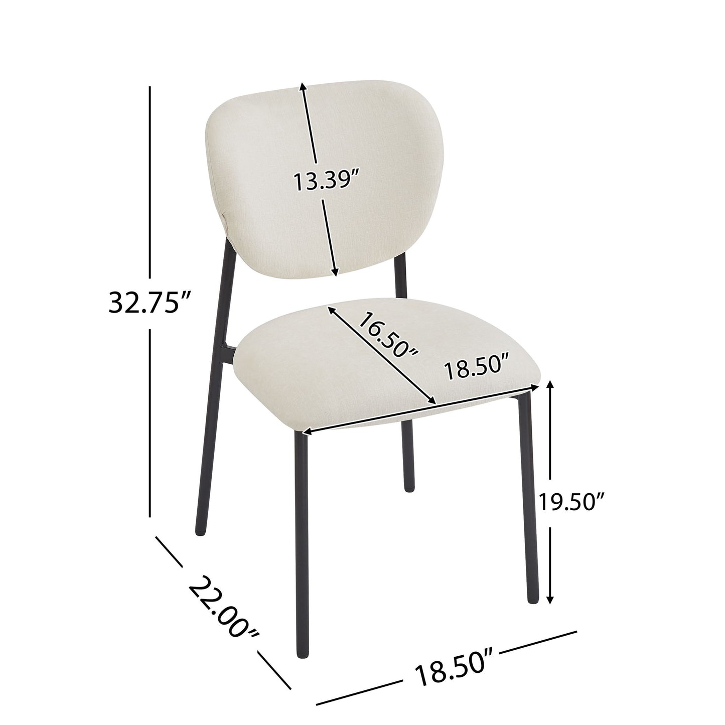 Mid Century 5 Piece Dining Set With Upholstered Dining Chairs And Metal Legs, Solid Wood Top Metal Base Dining Table - Beige / Black