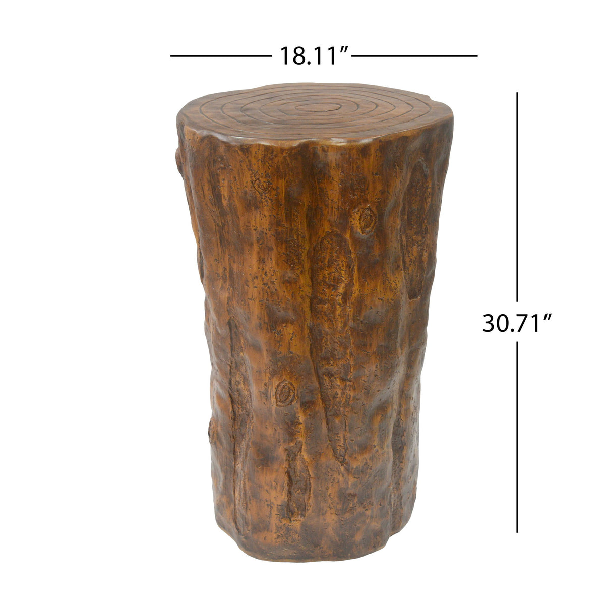 Tree Stump Side Table, Indoor / Outdoor Use - Antique Brown