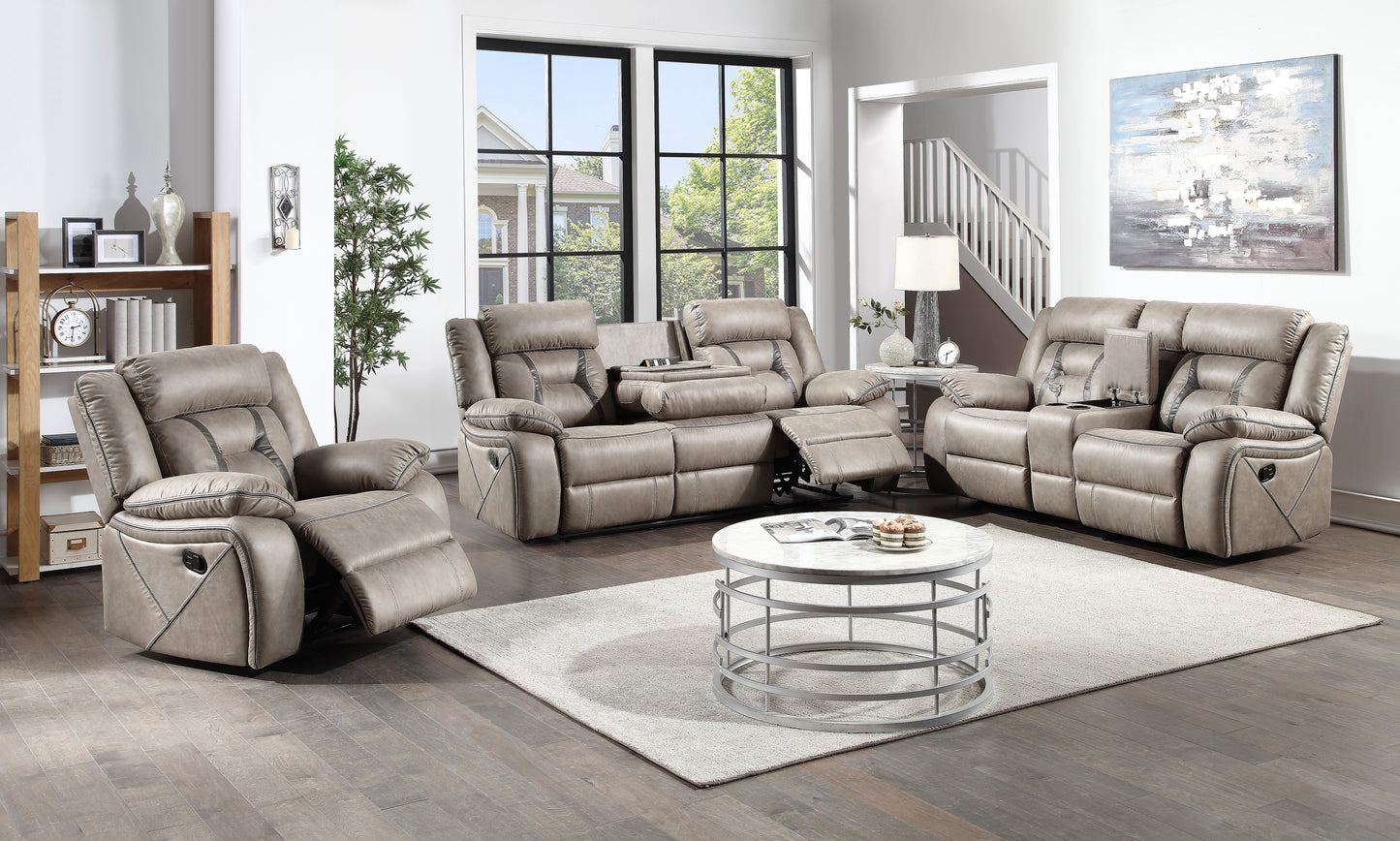 Steve Silver Tyson - 3 Piece Manual Reclining Living Room Set - Gray