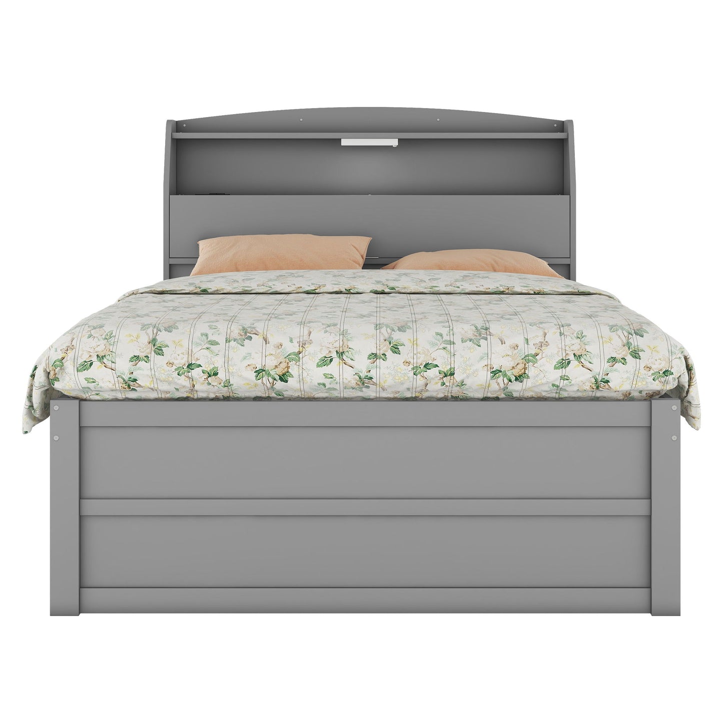 LED Platform Bed With Trundle With Storage Headboard With Drawers