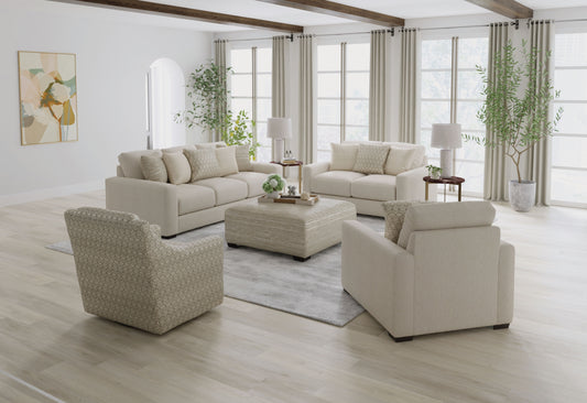 Hyde Park - Fabric Cocktail Ottoman - Beige