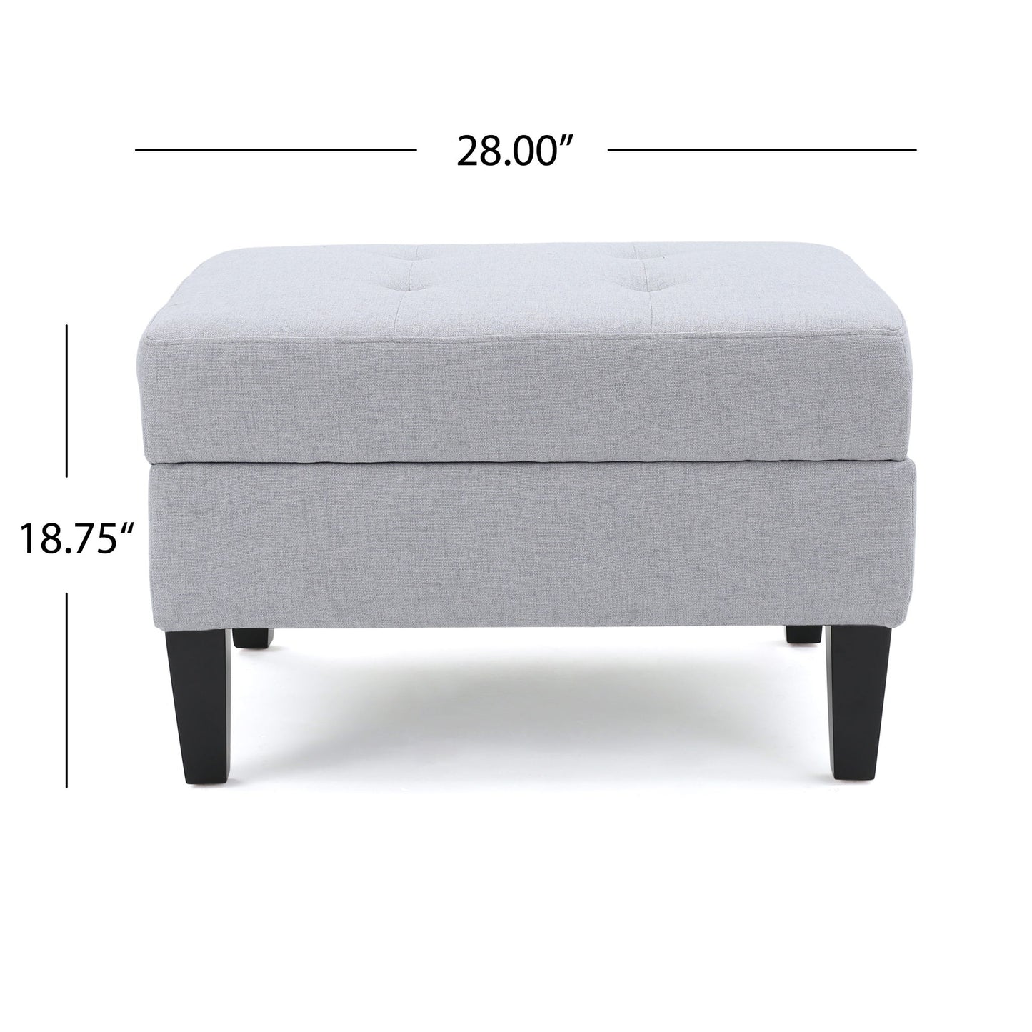 Ottoman With Birch Wood Legs And Cushioned Top For Comfort