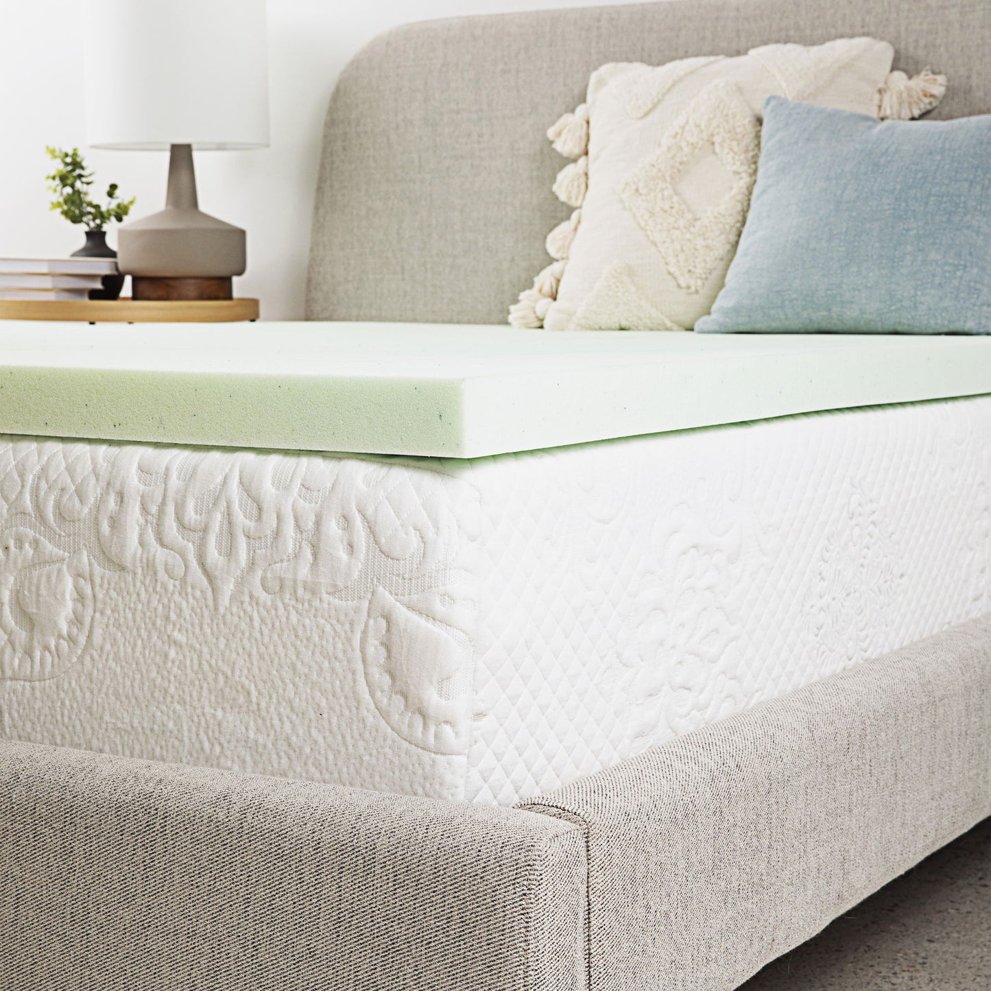 Remedy Sleep - 3" Short Queen Cool Gel Memory Foam Mattress Topper - Green