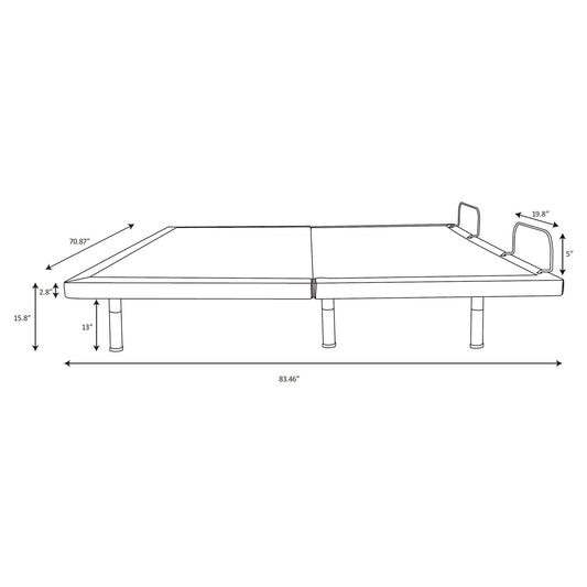 California King Adjustable Bed Base With Ergonomic Support And Wireless Remote Control - Black