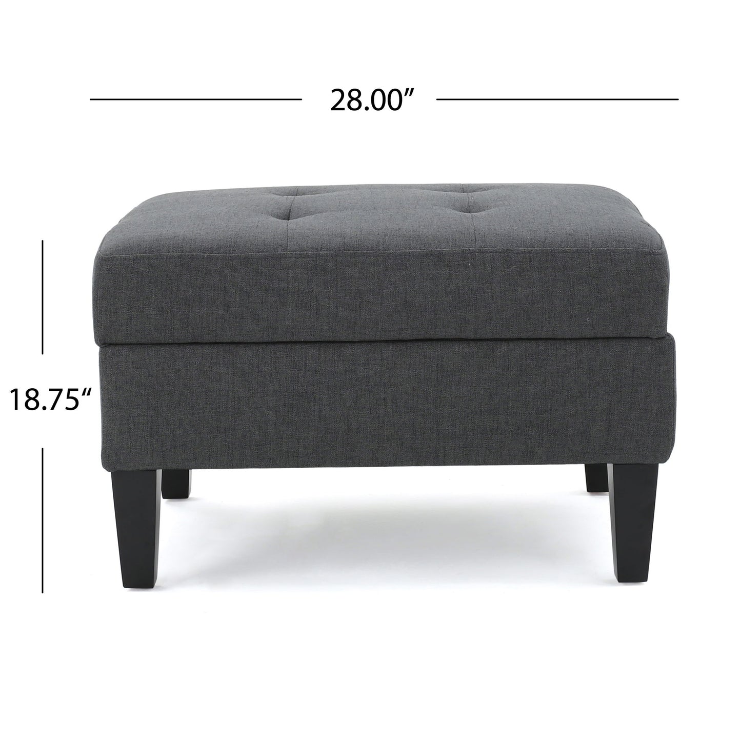 Ottoman With Birch Wood Legs And Cushioned Top For Comfort