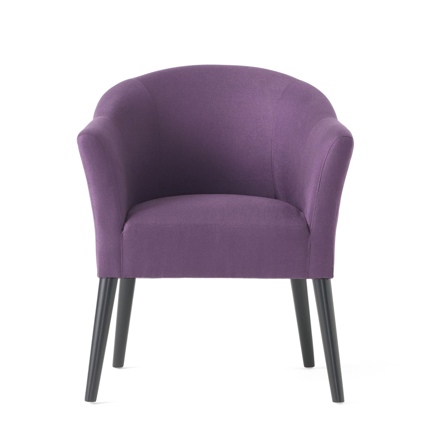 Fabric Arm Chair With Wooden Legs And Cushioned Seat - Plum