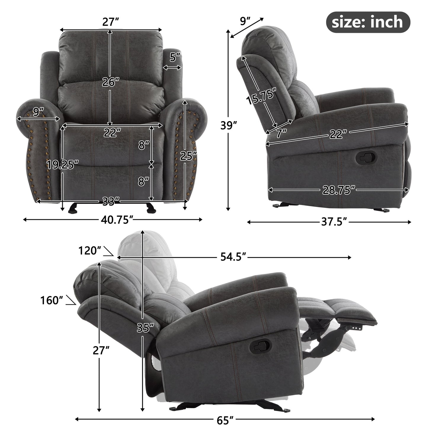 Wide Standard Manual Glider Recliner