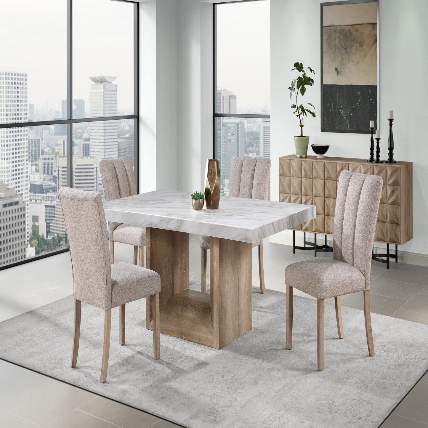 Sheena - 5 Pieces Dining Table Set - Natural