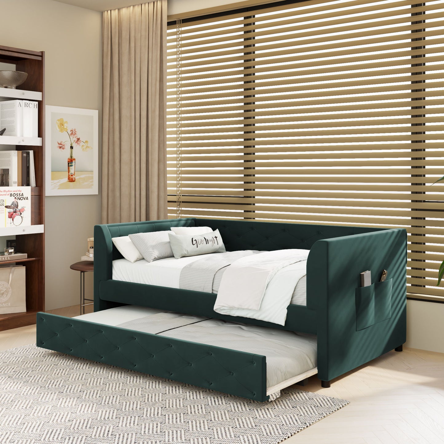 Upholstered Tufted Daybed With Trundle