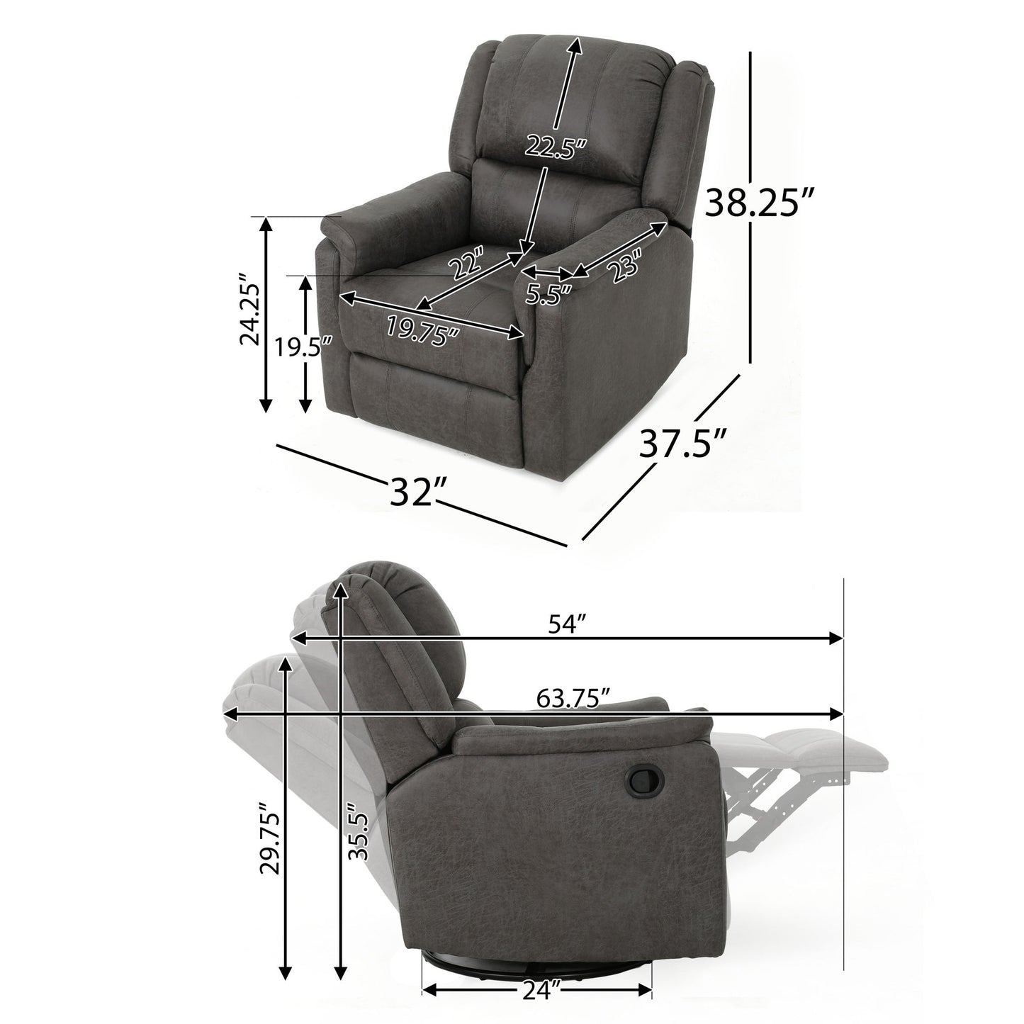 Contemporary Glider Recliner With Swivel Function