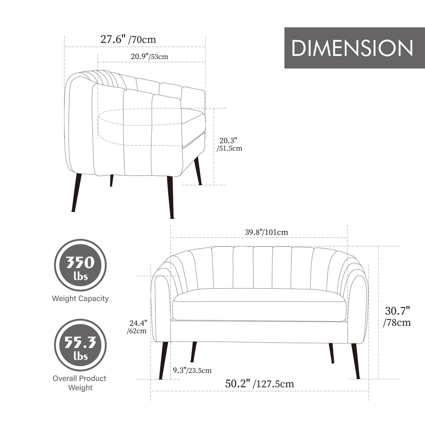 Glam Mini Loveseat, Accent Couch