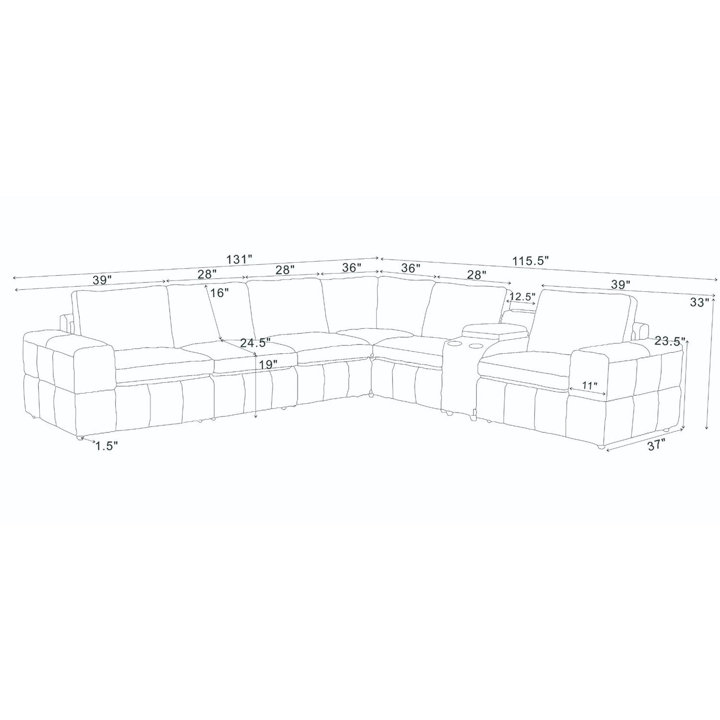 Modular Sectional With Large Square Arms