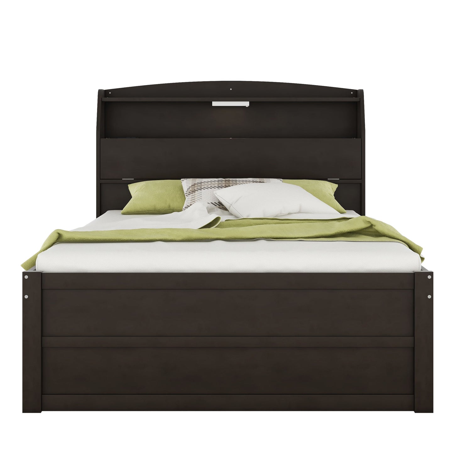 LED Platform Bed With Trundle With Storage Headboard With Drawers