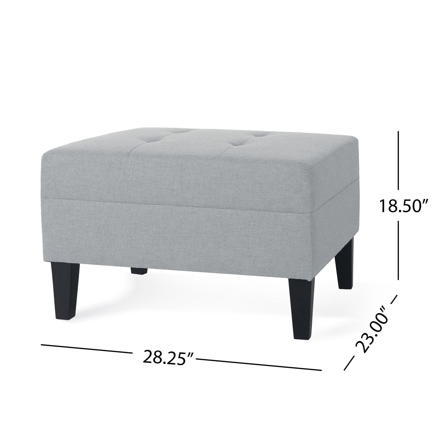 Classic Ottoman With Birch Wood Legs And Fabric Upholstery