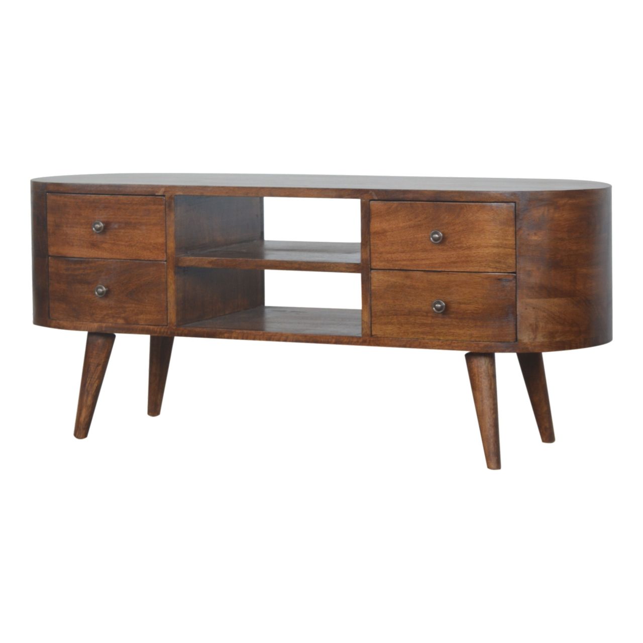 Solid Wood Rounded Entertainment Unit