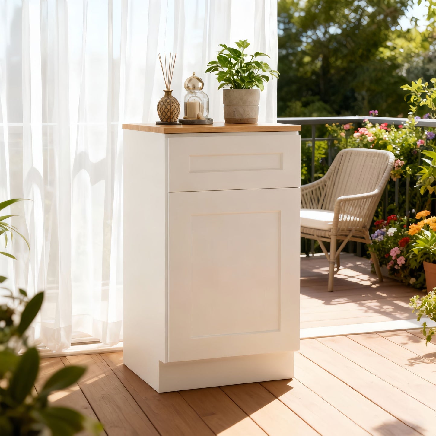 Shaker Base Cabinet With Soft Close Door And Drawer, Unit With Adjustable Shelf - White