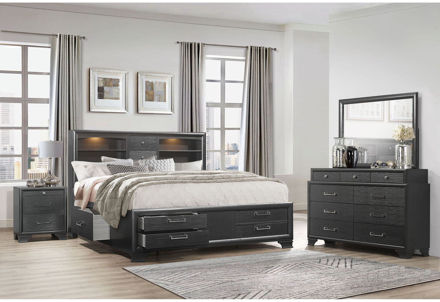 Jordyn - Queen Bed/King Bed Footboard And Side Rails - Gray
