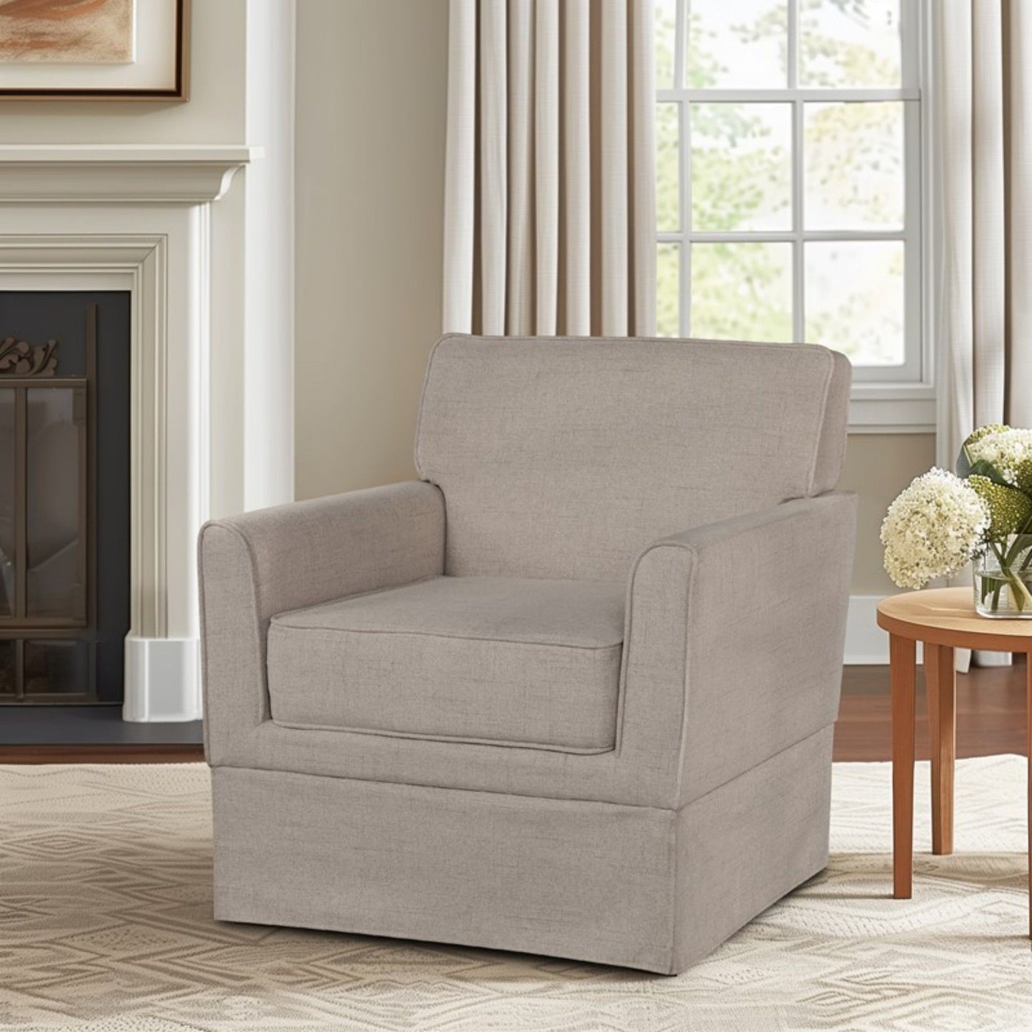 Timeless Slipcover Accent Armchair With Track Arm Silhouette Upholstered - Light Brown