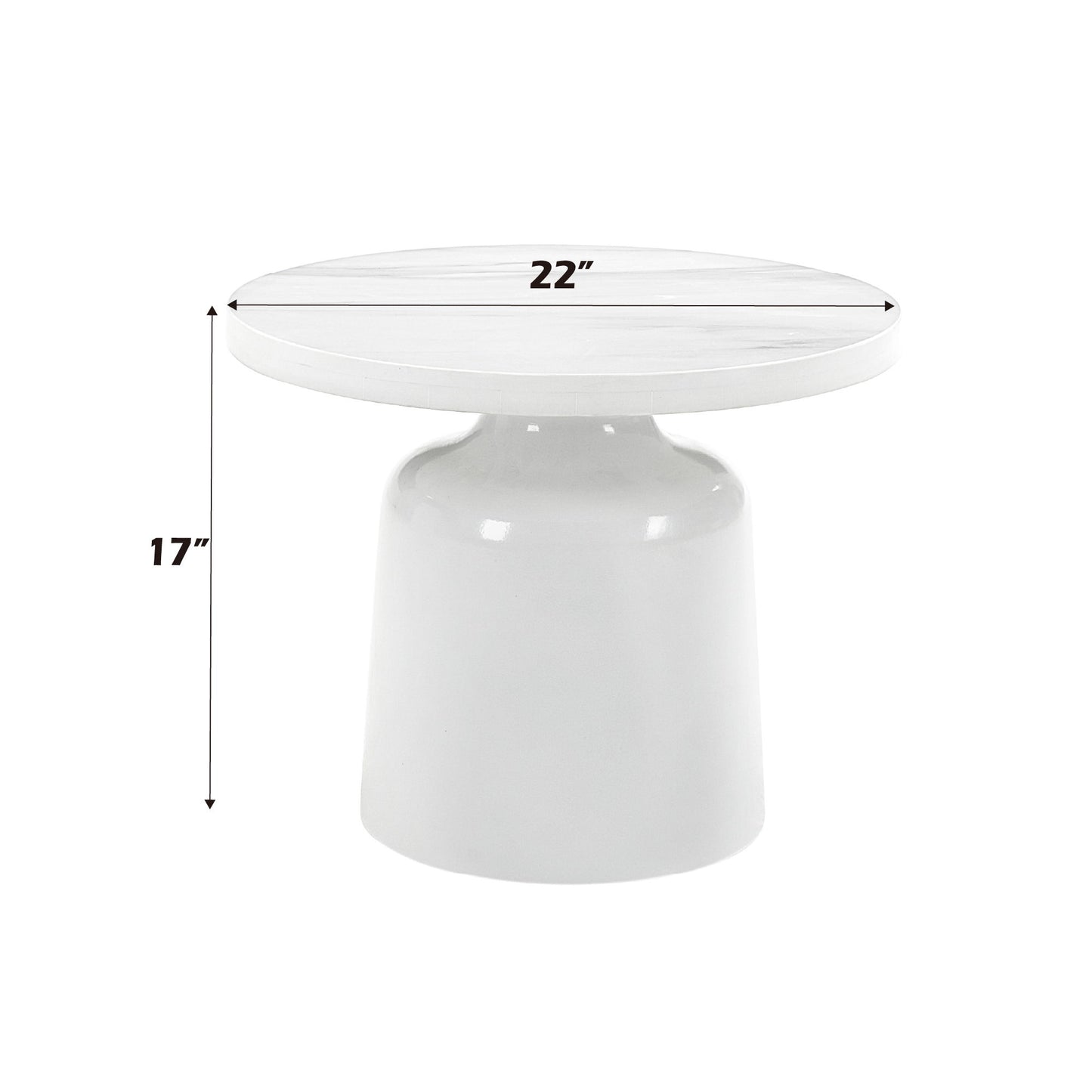 Zaid - Engineering Marble High Gloss End Table - White