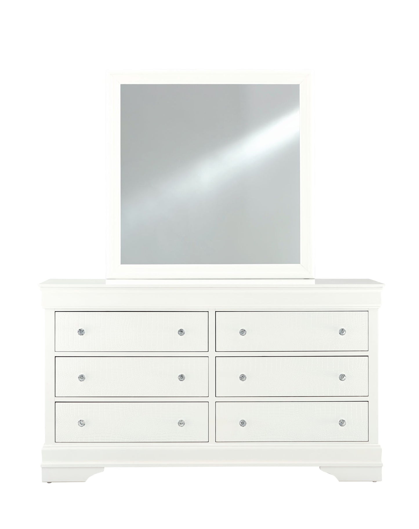 Pompei - 4 Piece Twin Bedroom Set (Bookcase Twin Bed, Dresser, Mirror And Nightstand) - White