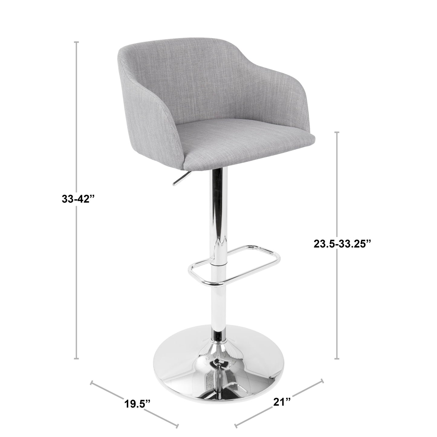 Daniella - Contemporary Adjustable Barstool With Swivel - Gray